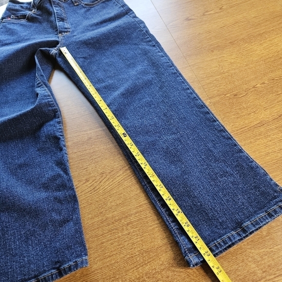 NYDJ tummy control mid rise dark wash crop jeans with side slit - Picture 10 of 11